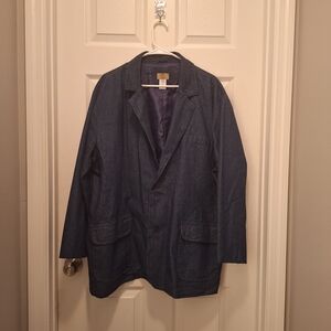 Haband Travelers 100% Cotton Dark Blue Denim Jacket Blazer